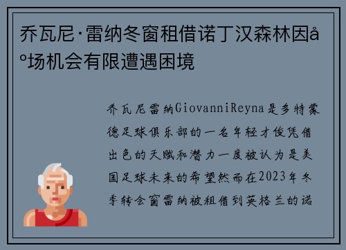 乔瓦尼·雷纳冬窗租借诺丁汉森林因出场机会有限遭遇困境